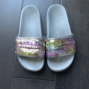 Super cute, preloved, mermaid sequins summer shoes